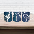Custom Football Cats and Blues Ceramic Mug 2026 Together Aboriginal Polynesian Pattern