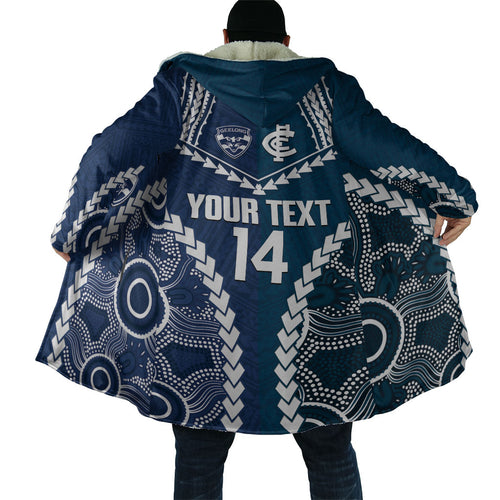 Custom Football Cats and Blues Cloak 2026 Together Aboriginal Polynesian Pattern