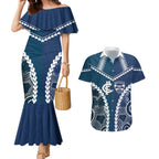 Custom Football Cats and Blues Couples Matching Mermaid Dress and Hawaiian Shirt 2026 Together Aboriginal Polynesian Pattern