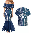 Custom Football Cats and Blues Couples Matching Mermaid Dress and Hawaiian Shirt 2026 Together Aboriginal Polynesian Pattern