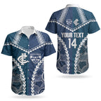 Custom Football Cats and Blues Couples Matching Off Shoulder Short Dress and Hawaiian Shirt 2026 Together Aboriginal Polynesian Pattern LT14