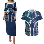 Custom Football Cats and Blues Couples Matching Puletasi and Hawaiian Shirt 2026 Together Aboriginal Polynesian Pattern