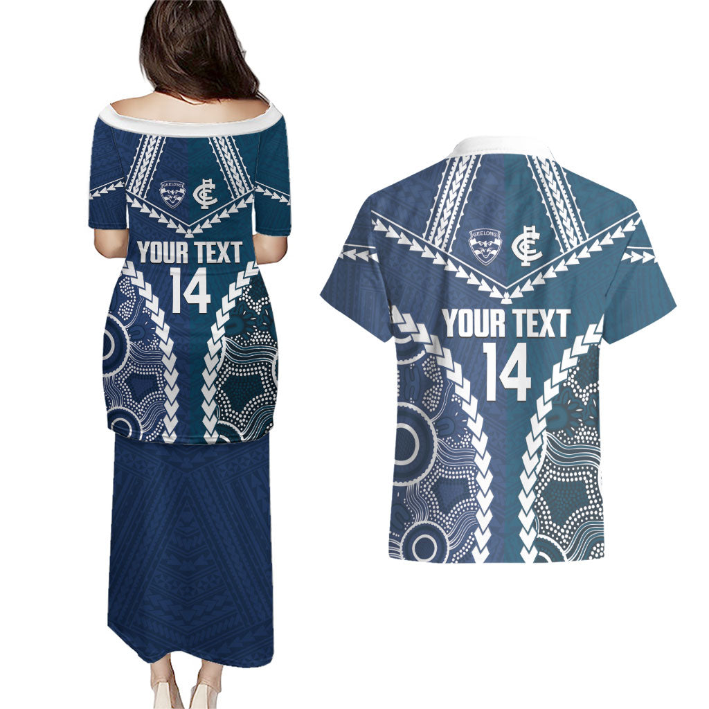 Custom Football Cats and Blues Couples Matching Puletasi and Hawaiian Shirt 2026 Together Aboriginal Polynesian Pattern
