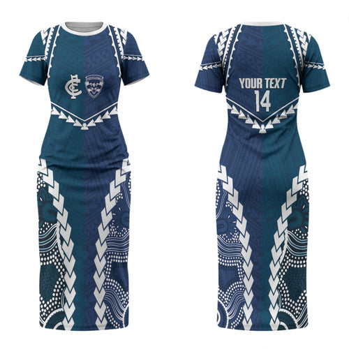 Custom Football Cats and Blues Couples Matching Short Sleeve Bodycon Dress and Long Sleeve Button Shirt 2026 Together Aboriginal Polynesian Pattern LT14