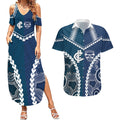 Custom Football Cats and Blues Couples Matching Summer Maxi Dress and Hawaiian Shirt 2026 Together Aboriginal Polynesian Pattern