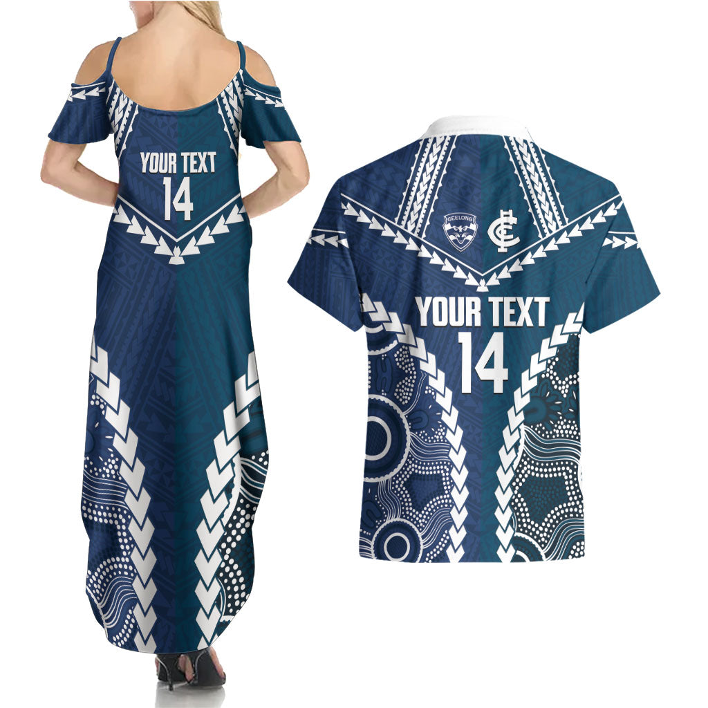 Custom Football Cats and Blues Couples Matching Summer Maxi Dress and Hawaiian Shirt 2026 Together Aboriginal Polynesian Pattern