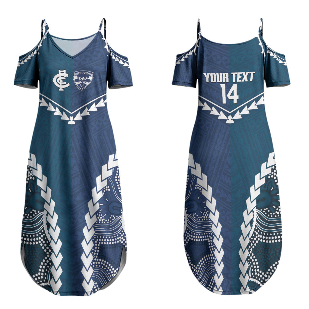Custom Football Cats and Blues Couples Matching Summer Maxi Dress and Long Sleeve Button Shirt 2026 Together Aboriginal Polynesian Pattern LT14