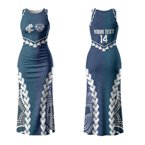 Custom Football Cats and Blues Couples Matching Tank Maxi Dress and Long Sleeve Button Shirt 2026 Together Aboriginal Polynesian Pattern LT14
