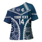 Custom Football Cats and Blues Cross Shoulder Shirt 2026 Together Aboriginal Polynesian Pattern