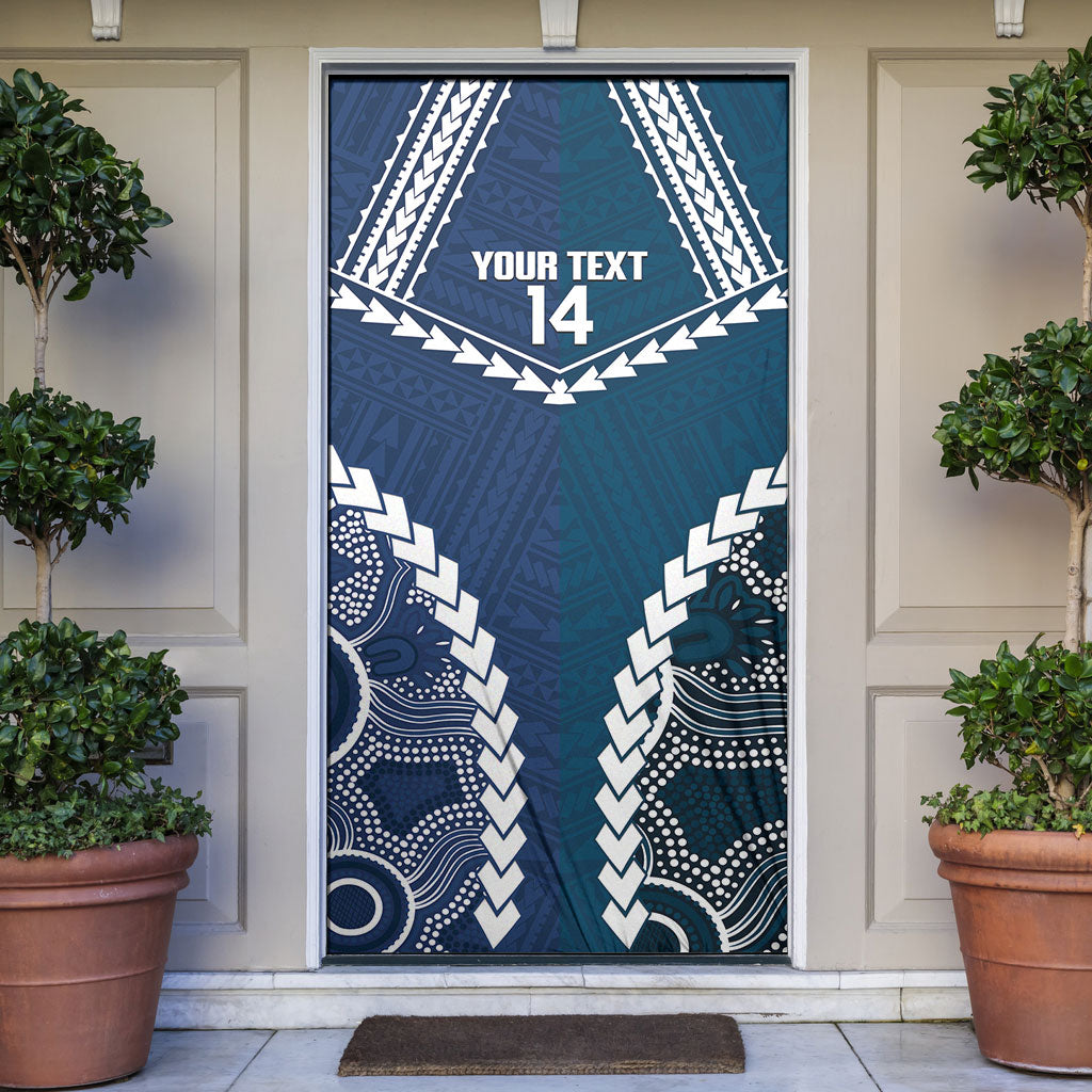 Custom Football Cats and Blues Door Cover 2026 Together Aboriginal Polynesian Pattern