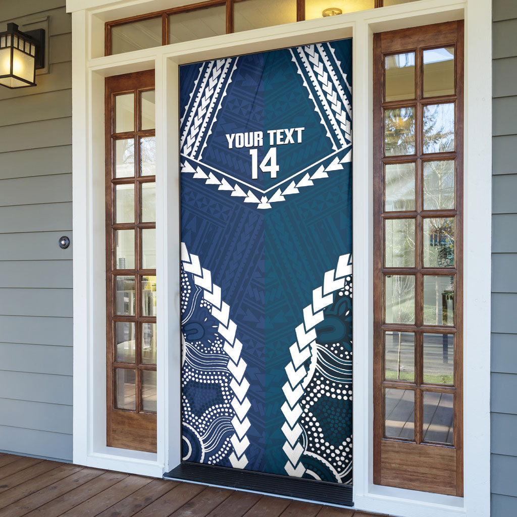 Custom Football Cats and Blues Door Cover 2026 Together Aboriginal Polynesian Pattern