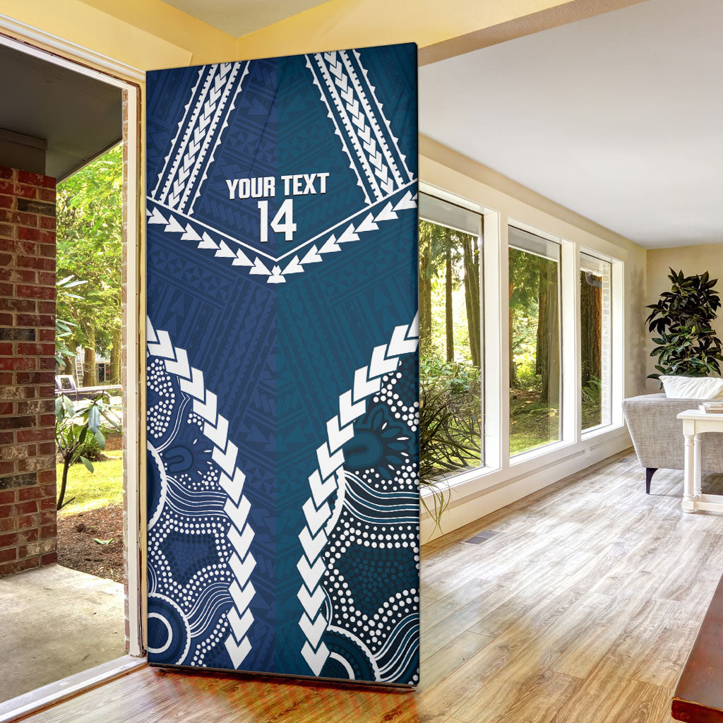 Custom Football Cats and Blues Door Cover 2026 Together Aboriginal Polynesian Pattern