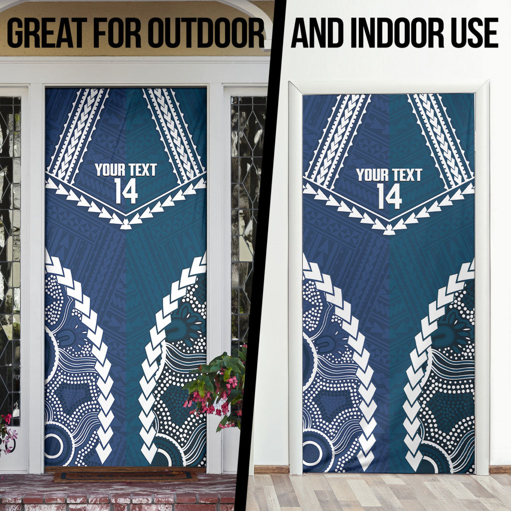 Custom Football Cats and Blues Door Cover 2026 Together Aboriginal Polynesian Pattern