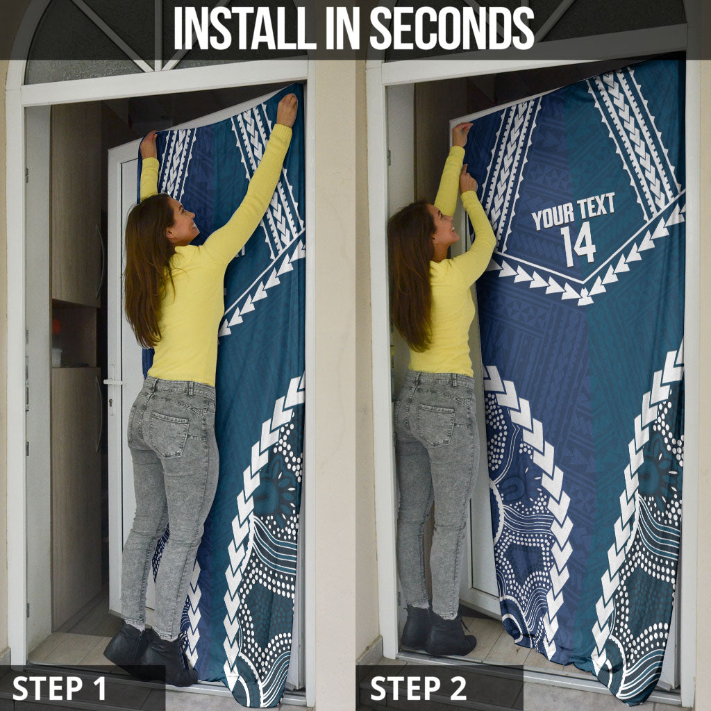 Custom Football Cats and Blues Door Cover 2026 Together Aboriginal Polynesian Pattern