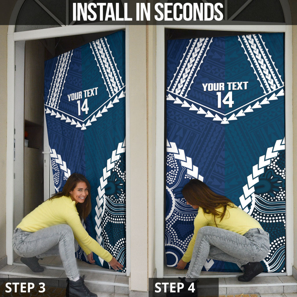 Custom Football Cats and Blues Door Cover 2026 Together Aboriginal Polynesian Pattern