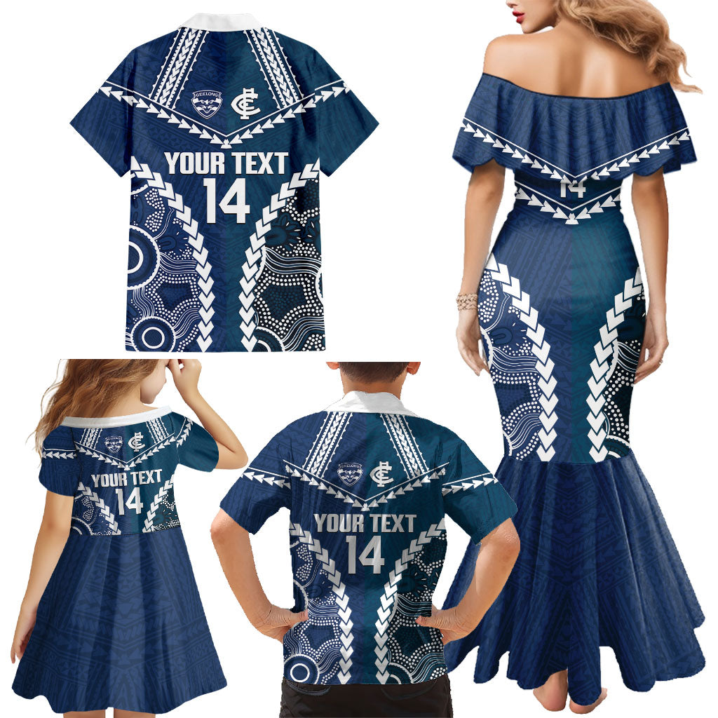 Custom Football Cats and Blues Family Matching Mermaid Dress and Hawaiian Shirt 2026 Together Aboriginal Polynesian Pattern