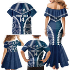 Custom Football Cats and Blues Family Matching Mermaid Dress and Hawaiian Shirt 2026 Together Aboriginal Polynesian Pattern