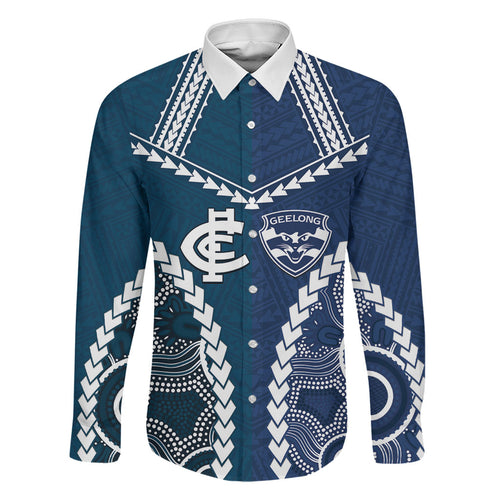 Custom Football Cats and Blues Family Matching Mermaid Dress and Hawaiian Shirt 2026 Together Aboriginal Polynesian Pattern