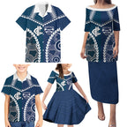 Custom Football Cats and Blues Family Matching Puletasi and Hawaiian Shirt 2026 Together Aboriginal Polynesian Pattern