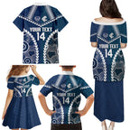 Custom Football Cats and Blues Family Matching Puletasi and Hawaiian Shirt 2026 Together Aboriginal Polynesian Pattern