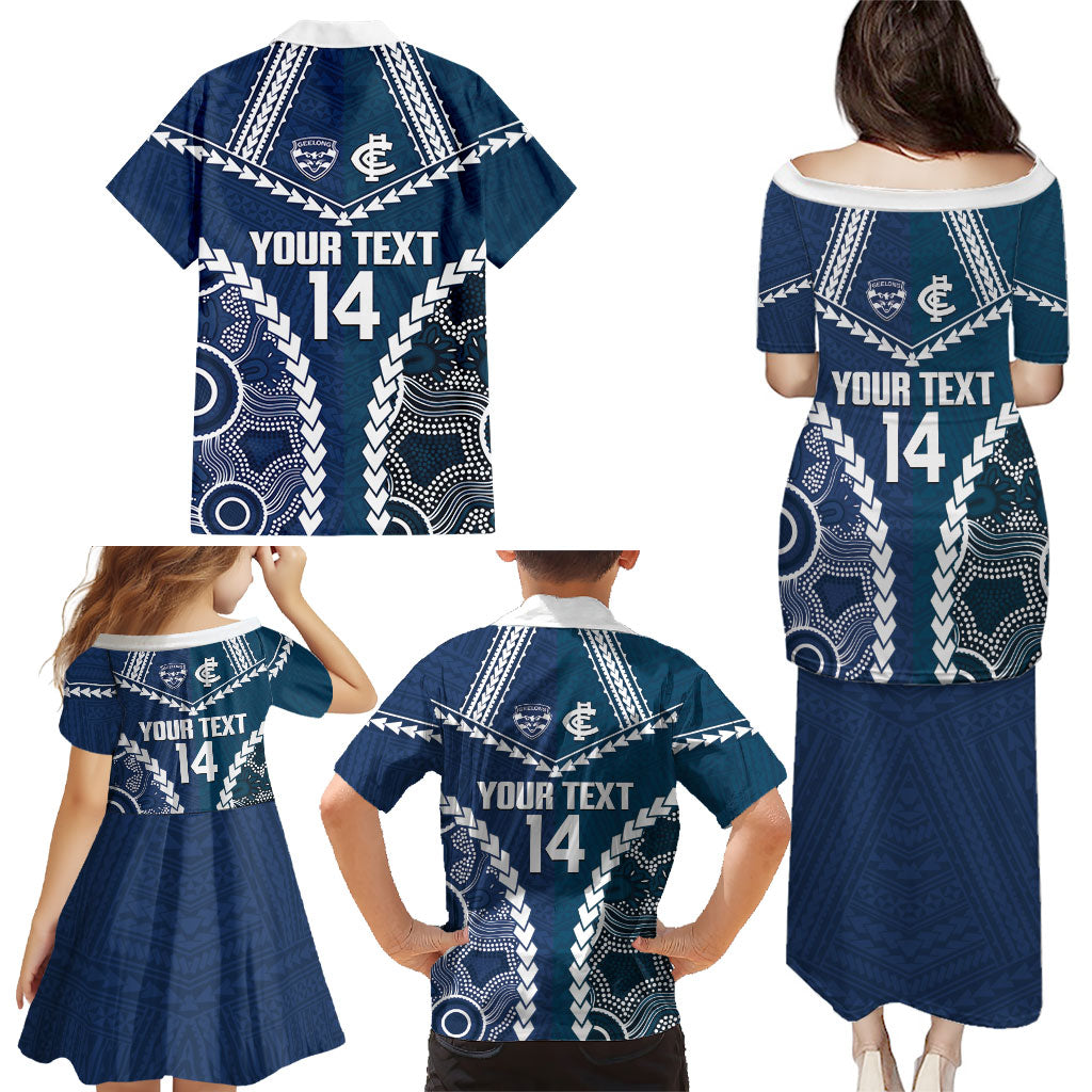 Custom Football Cats and Blues Family Matching Puletasi and Hawaiian Shirt 2026 Together Aboriginal Polynesian Pattern