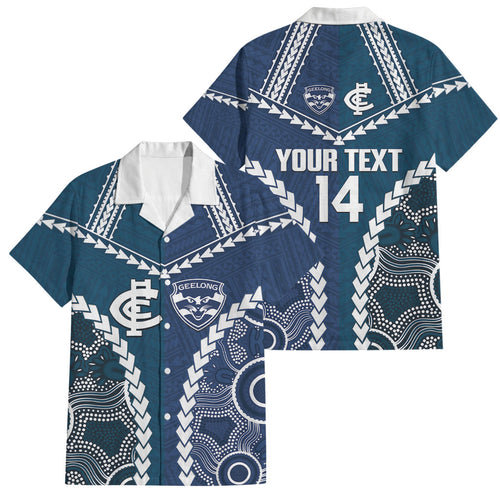 Custom Football Cats and Blues Family Matching Puletasi and Hawaiian Shirt 2026 Together Aboriginal Polynesian Pattern