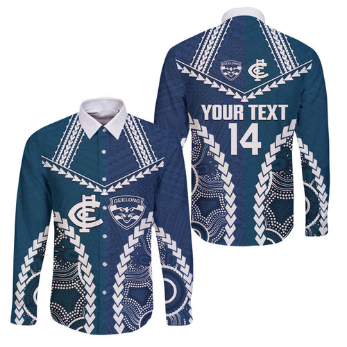 Custom Football Cats and Blues Family Matching Puletasi and Hawaiian Shirt 2026 Together Aboriginal Polynesian Pattern