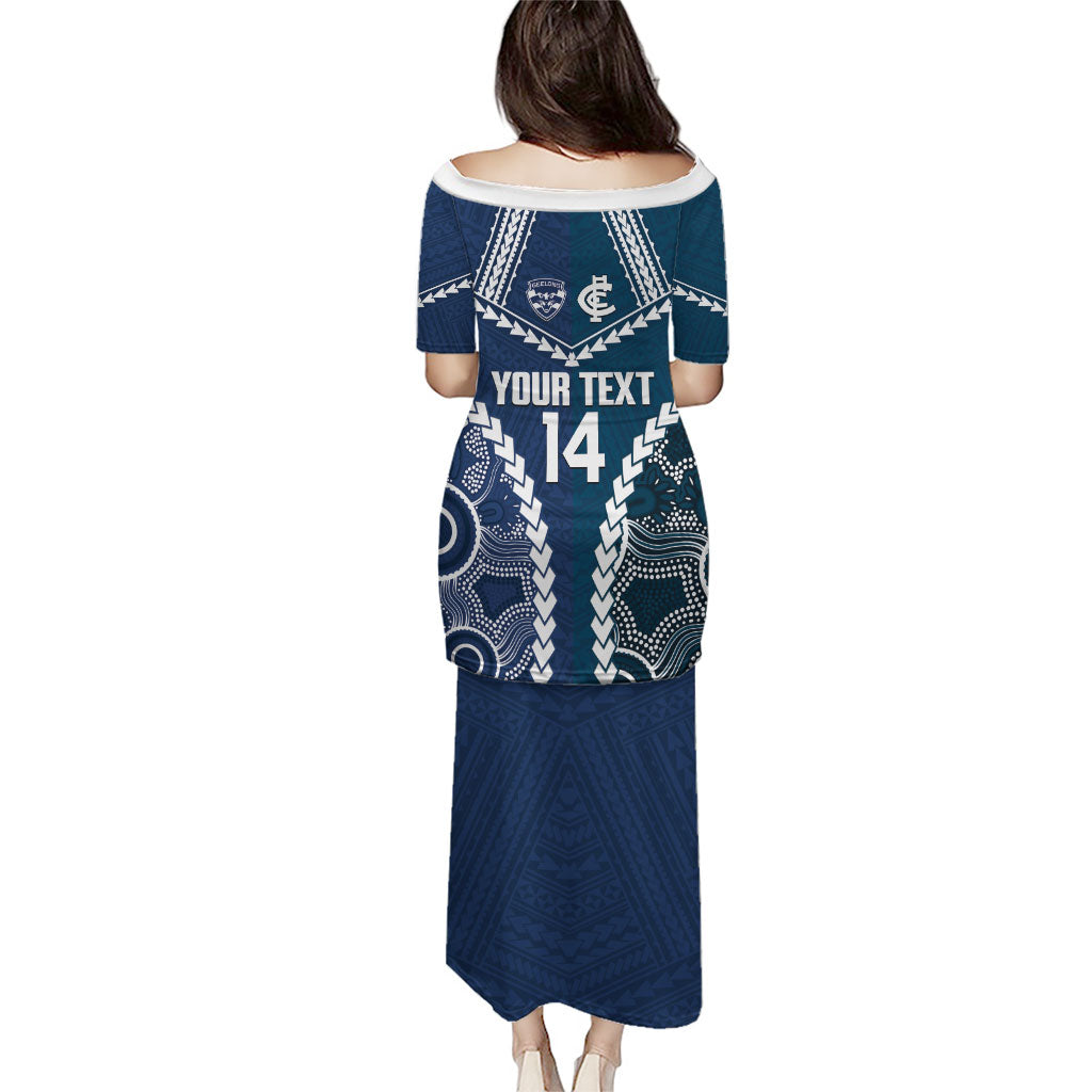 Custom Football Cats and Blues Family Matching Puletasi and Hawaiian Shirt 2026 Together Aboriginal Polynesian Pattern