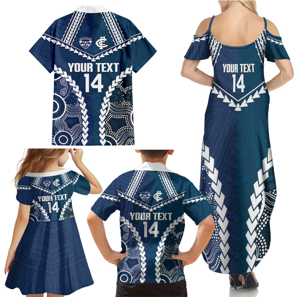 Custom Football Cats and Blues Family Matching Summer Maxi Dress and Hawaiian Shirt 2026 Together Aboriginal Polynesian Pattern