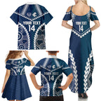 Custom Football Cats and Blues Family Matching Summer Maxi Dress and Hawaiian Shirt 2026 Together Aboriginal Polynesian Pattern