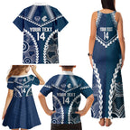 Custom Football Cats and Blues Family Matching Tank Maxi Dress and Hawaiian Shirt 2026 Together Aboriginal Polynesian Pattern