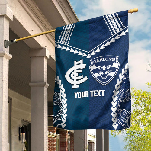 Custom Football Cats and Blues Garden Flag 2026 Together Aboriginal Polynesian Pattern
