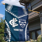 Custom Football Cats and Blues Garden Flag 2026 Together Aboriginal Polynesian Pattern