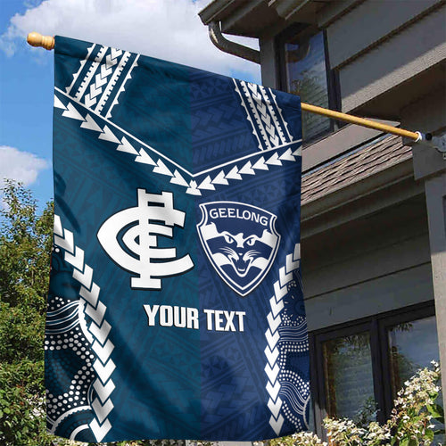 Custom Football Cats and Blues Garden Flag 2026 Together Aboriginal Polynesian Pattern