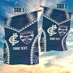 Custom Football Cats and Blues Garden Flag 2026 Together Aboriginal Polynesian Pattern