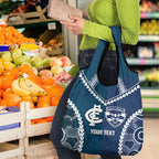 Custom Football Cats and Blues Grocery Bag 2026 Together Aboriginal Polynesian Pattern