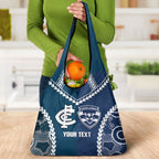 Custom Football Cats and Blues Grocery Bag 2026 Together Aboriginal Polynesian Pattern