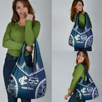 Custom Football Cats and Blues Grocery Bag 2026 Together Aboriginal Polynesian Pattern
