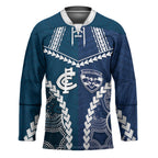 Custom Football Cats and Blues Hockey Jersey 2026 Together Aboriginal Polynesian Pattern