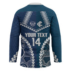 Custom Football Cats and Blues Hockey Jersey 2026 Together Aboriginal Polynesian Pattern