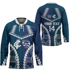 Custom Football Cats and Blues Hockey Jersey 2026 Together Aboriginal Polynesian Pattern