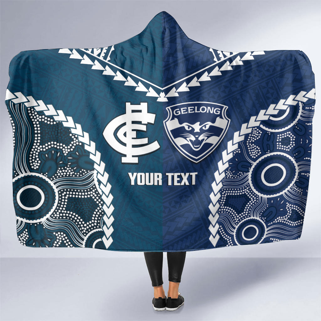 Custom Football Cats and Blues Hooded Blanket 2026 Together Aboriginal Polynesian Pattern