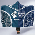 Custom Football Cats and Blues Hooded Blanket 2026 Together Aboriginal Polynesian Pattern