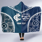 Custom Football Cats and Blues Hooded Blanket 2026 Together Aboriginal Polynesian Pattern