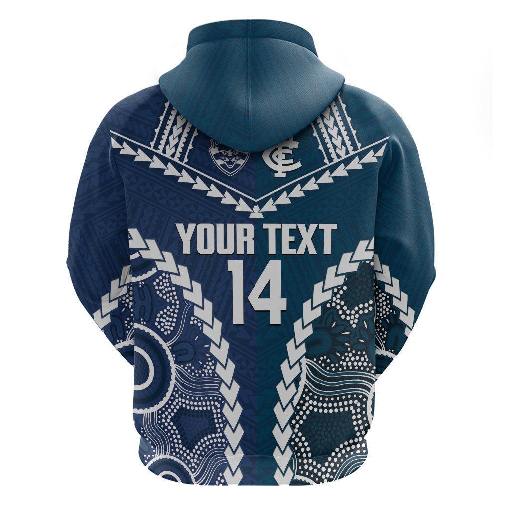 Custom Football Cats and Blues Hoodie 2026 Together Aboriginal Polynesian Pattern
