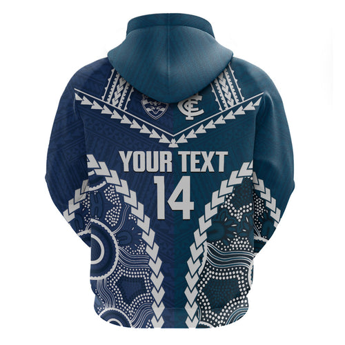 Custom Football Cats and Blues Hoodie 2026 Together Aboriginal Polynesian Pattern
