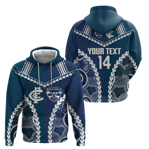 Custom Football Cats and Blues Hoodie 2026 Together Aboriginal Polynesian Pattern