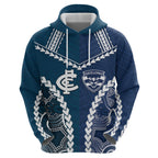 Custom Football Cats and Blues Hoodie 2026 Together Aboriginal Polynesian Pattern