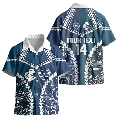 Custom Football Cats and Blues Kid Hawaiian Shirt 2026 Together Aboriginal Polynesian Pattern LT14