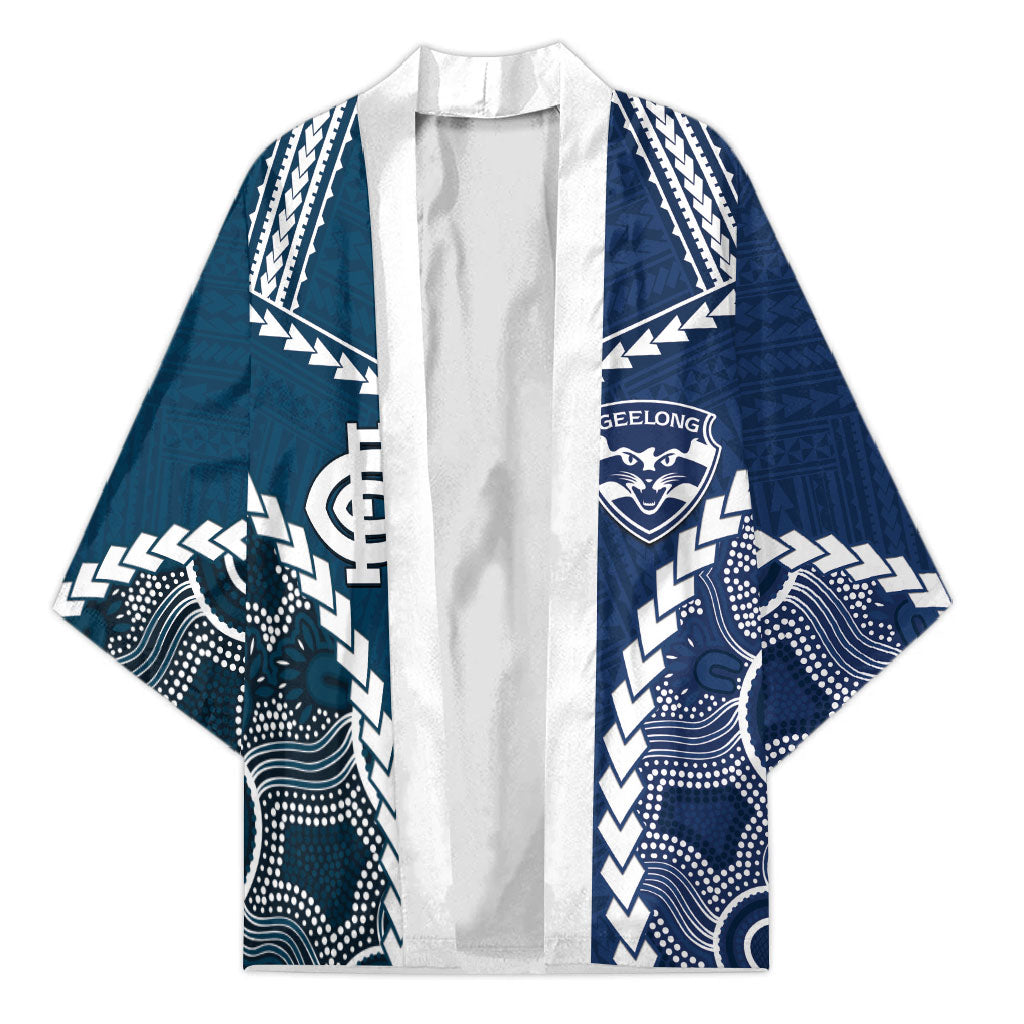 Custom Football Cats and Blues Kimono 2026 Together Aboriginal Polynesian Pattern